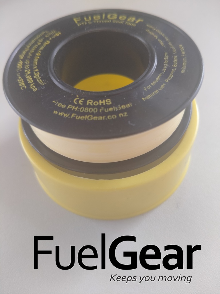 FUELGEAR 12mm PTFE Gas Thread Tape Yellow