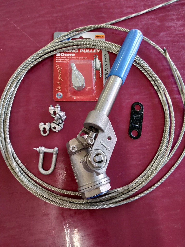 Generator Connection Kit - Spring ball valve, fuse, rope - Stainless 1/2"